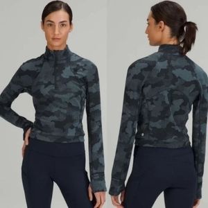 Lululemon Its Rulu Run Cropped Half-Zip Heritage Speckle Camo Jacquard True Navy